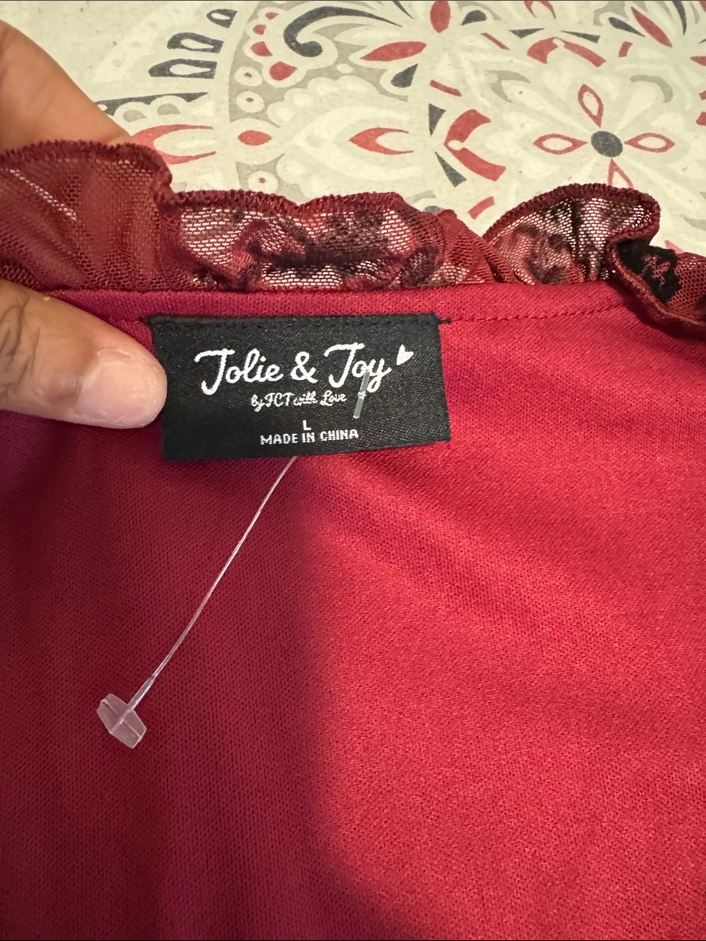 Red Velvet Floral Ruffle Cardigan - Picture 6 of 10